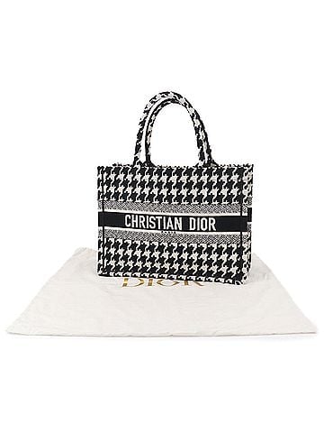 Christian Dior Christian Dior Book Tote Medium Handbag, Canvas, Black and White Houndstooth Pattern, M1296ZTQT (view 1)