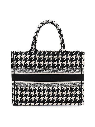 Christian Dior Christian Dior Book Tote Medium Handbag, Canvas, Black and White Houndstooth Pattern, M1296ZTQT (view 2)