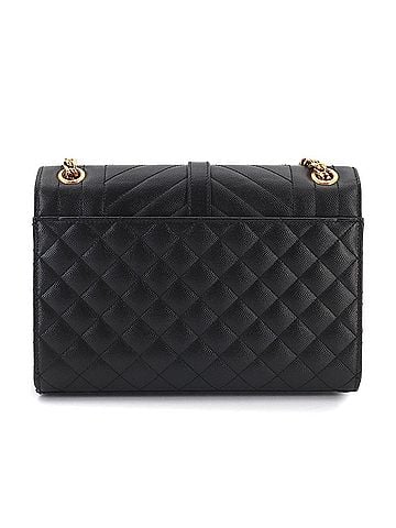 Saint Laurent Saint Laurent Envelope Medium Chain Shoulder Handbag, Leather, Black, 600185 (view 1)