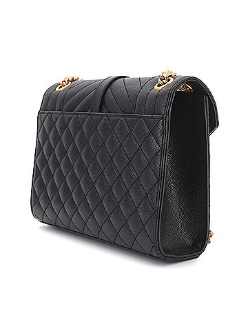 Saint Laurent Saint Laurent Envelope Medium Chain Shoulder Handbag, Leather, Black, 600185 (view 2)