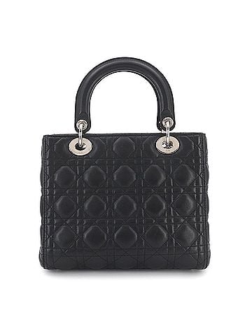 Christian Dior Christian Dior Cannage Lady Medium 2-way Hand/Shoulder Handbag Leather Black (view 1)