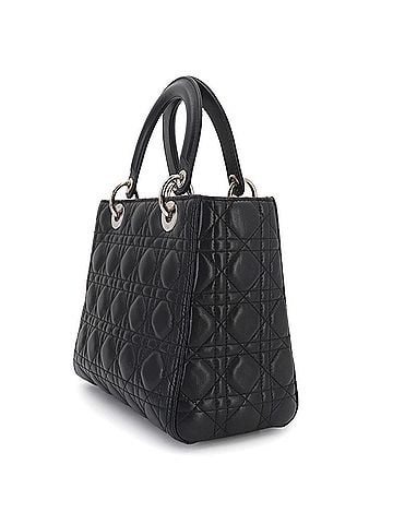 Christian Dior Christian Dior Cannage Lady Medium 2-way Hand/Shoulder Handbag Leather Black (view 2)