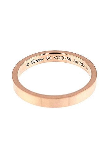 Cartier Cartier C de Ring #60, 3mm wide, 18K PG (Pink Gold) 750, engraved. (view 2)