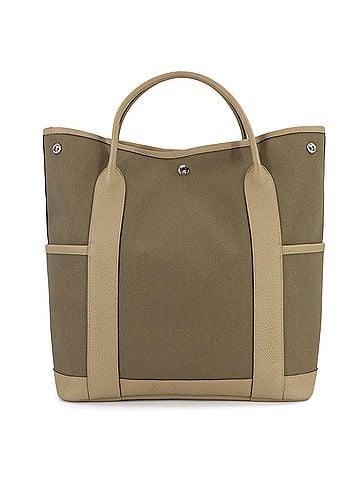 Hermès Hermes Garden Pockets Vertical Tote Handbag, Toile Military Negonda Beige Malfa Etoupe, W Stamp. (view 1)