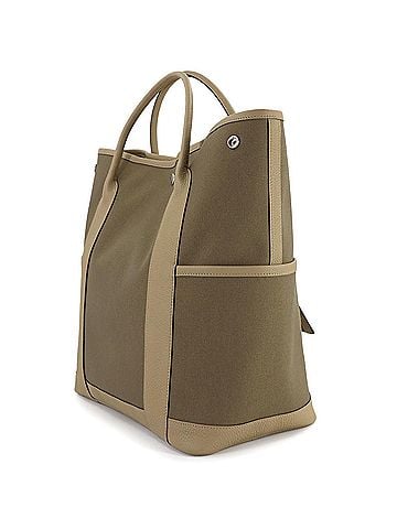 Hermès Hermes Garden Pockets Vertical Tote Handbag, Toile Military Negonda Beige Malfa Etoupe, W Stamp. (view 2)