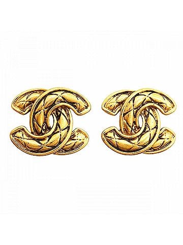 Chanel Chanel earrings, Coco Mark, Matelassé, GP plated, gold, women's. (view 1)