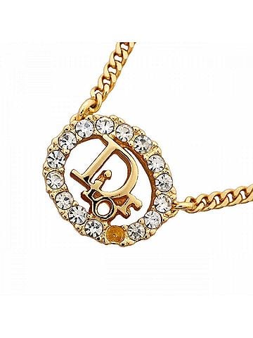Christian Dior Christian Dior Necklace, Oval, GP Plated, Rhinestone, Gold, Women's (view 1)