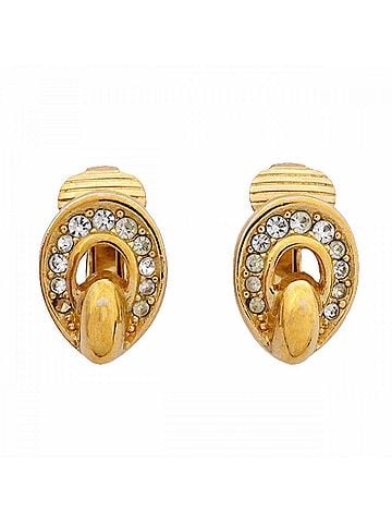 Christian Dior Christian Dior Earrings, GP Plated, Rhinestone, Gold, Women's (view 1)