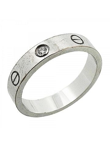 Cartier Cartier Mini Love Ring, 1PD (18K White Gold), Diamond, Size #55, Men's/Women's (view 1)