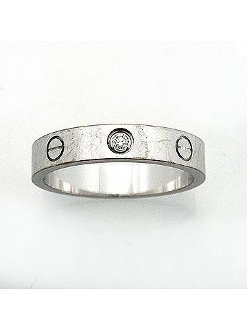 Cartier Cartier Mini Love Ring, 1PD (18K White Gold), Diamond, Size #55, Men's/Women's (view 2)