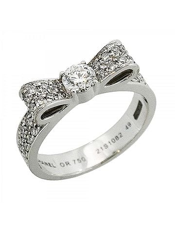 Chanel Chanel Ruban de Ring, 18K White Gold, Diamond, Size #49, Women's (view 1)