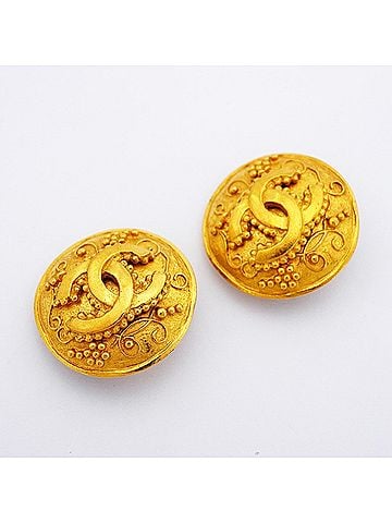 Chanel Chanel Earrings, Coco Mark Circle, GP Plated Gold, Women's (view 2)