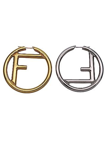 Fendi Fendi FENDI Earrings for Women, Brand: F-is, Metal, Gold, Silver, Hoop, Pair (view 1)