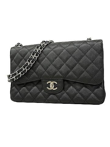 Chanel Chanel Shoulder Bag, Large Matelassé, Double Flap, Chain, Caviar Leather, Black, Women's, OP004622 (view 1)