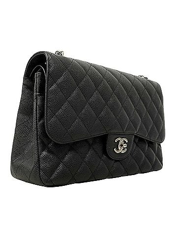 Chanel Chanel Shoulder Bag, Large Matelassé, Double Flap, Chain, Caviar Leather, Black, Women's, OP004622 (view 2)