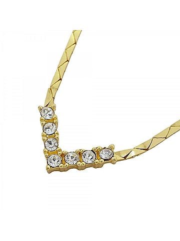 Christian Dior Christian Dior Necklace, GP Plated, Rhinestone, Gold, Women's (view 1)