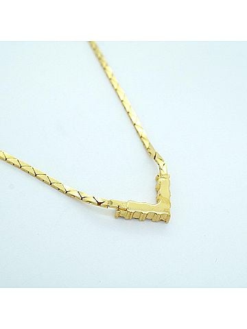 Christian Dior Christian Dior Necklace, GP Plated, Rhinestone, Gold, Women's (view 2)
