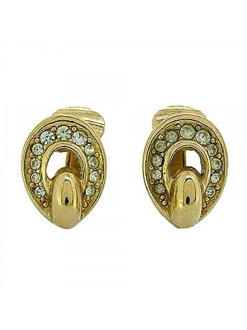 Christian Dior Christian Dior Earrings, GP Plated, Rhinestone, Gold, Women's (view 1)