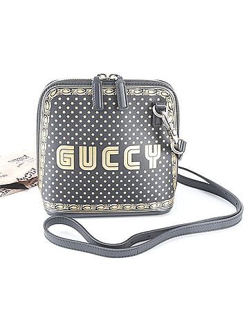 Gucci Gucci x SEGA Collaboration GUCCY Logo 511189 Leather Shoulder Bag Black Gold Women's (view 1)