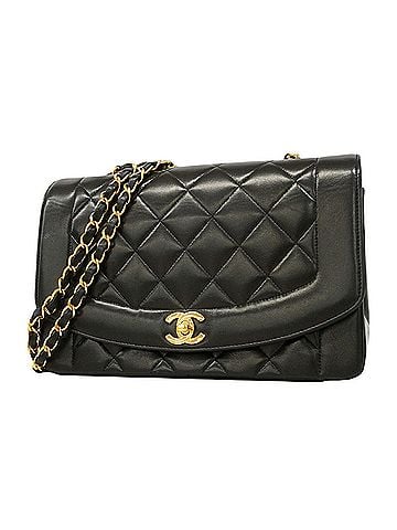 Chanel Chanel Diana Chain Shoulder Bag, Lambskin, Black, Women's, P3061126 (view 1)