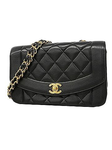 Chanel Chanel Diana Chain Shoulder Bag, Lambskin, Black, Women's, P3061124 (view 1)