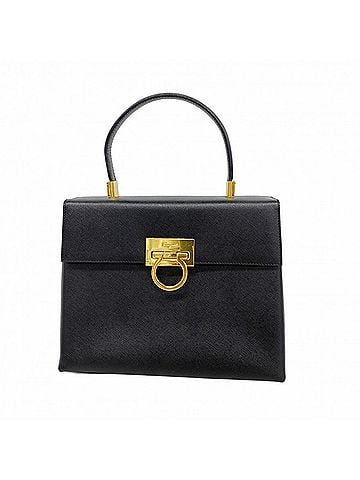 Salvatore Ferragamo Salvatore Ferragamo Gancini Leather Handbag, Black, Women's, P3025092 (view 1)