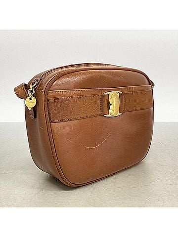 Salvatore Ferragamo Salvatore Ferragamo Vara Leather Shoulder Bag, Brown, Women's, P3018861 (view 2)