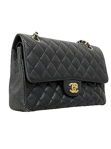 Chanel Chanel Matelassé Shoulder Bag, Double Flap, Chain, Caviar Leather, Black, Women's, P3005549 (view 2)