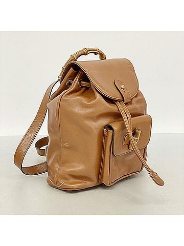 Gucci Gucci Bamboo Backpack/Daypack, 003 1705 0030, Leather, Light Brown, Women's, P3005430 (view 2)