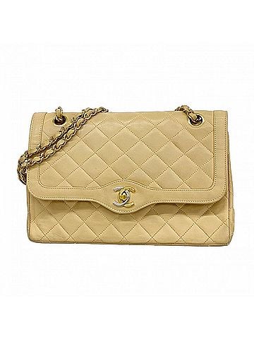 Chanel Chanel Matelassé Shoulder Bag, Paris Limited Edition, Double Flap, Chain, Lambskin, Beige, Women's, P3005166 (view 1)