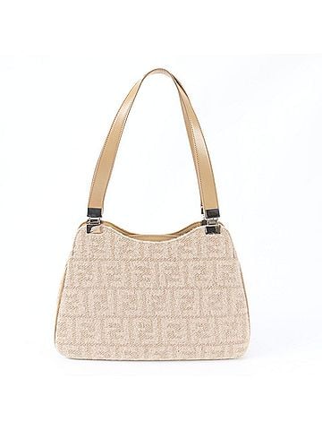 Fendi Fendi Zucca Wool Leather Shoulder Bag, Tote Handbag, Beige, Women's (view 1)
