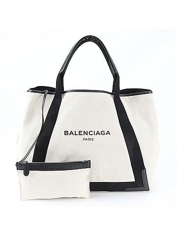 Balenciaga Balenciaga Navy Cabas GM 339936 Leather Canvas Tote Handbag Shoulder Bag for Women (view 1)