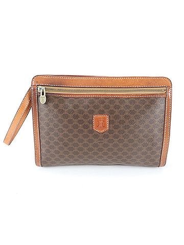Céline Celine Macadam Leather Second Bag Clutch Handbag Pouch Brown Men's (view 1)