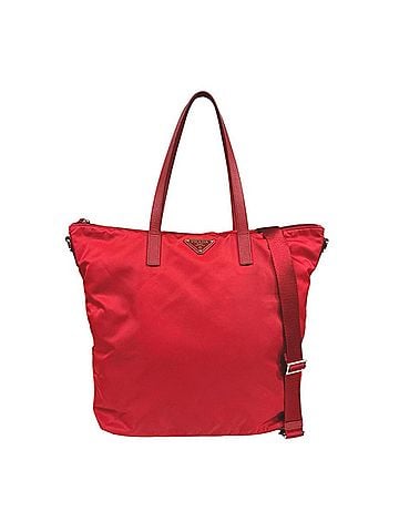 Prada Prada tote bag, handbag, nylon, red, women's, PRADA 2-way (view 1)