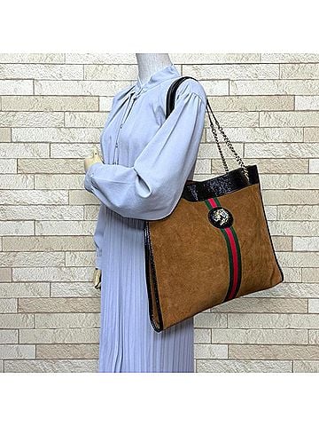Gucci Gucci Raja Tote Bag, Suede 537219, Brown, Men's/Women's, GUCCI Chain (view 2)