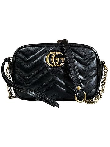 Gucci Gucci Mini Camera Bag GG Marmont Shoulder Leather 448065 Black Women's GUCCI (view 1)
