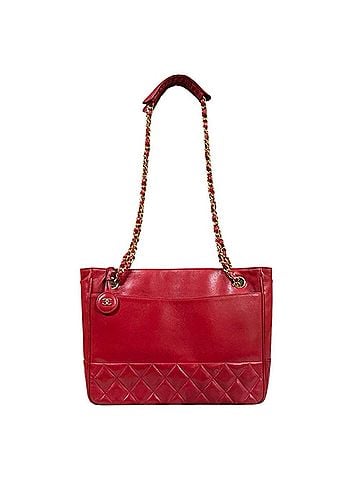 Chanel Chanel Matelassé Shoulder Bag, Leather, Red, Women's, CHANEL Double Chain (view 1)