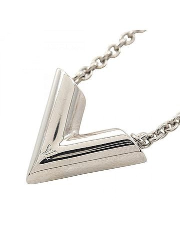 Louis Vuitton Louis Vuitton Essential V Necklace, Stainless Steel, Women's, Silver Tone, M63197 (view 1)