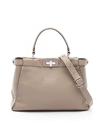 Fendi Fendi Peekaboo Regular 2-Way Handbag, Leather, Women's, Beige (view 1)