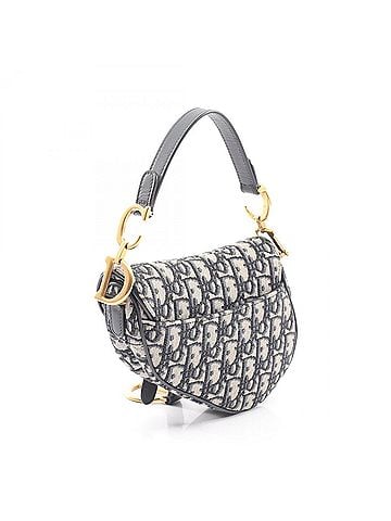 Christian Dior Christian Dior Dior Saddle Bag Mini Oblique Jacquard Handbag, Canvas Leather, Women's, Navy, Beige, Black, M0456CTZQ_M928 (view 2)