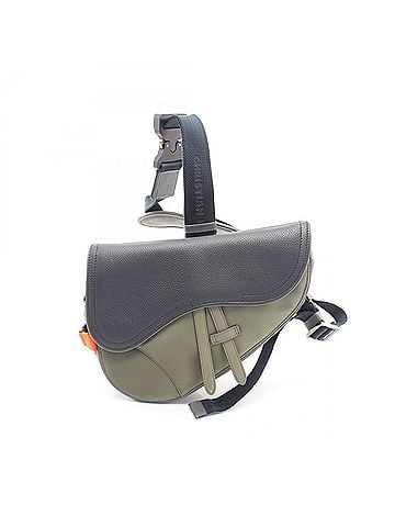 Christian Dior Christian Dior Dior x sacai SADDLE Saddle Bag (Waist Bag, Body Handbag) - Nylon Leather Men's Khaki/Gray (view 1)