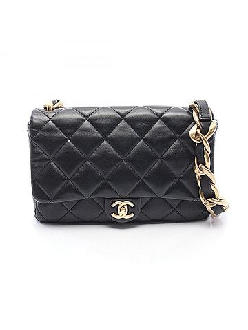 Chanel Chanel Large Flap Bag Matelassé Shoulder Handbag Leather Women's Black AS3215 (view 1)