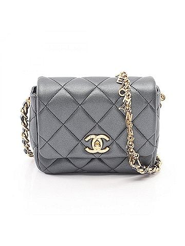 Chanel Chanel Mini Matelassé Metallic Shoulder Bag/Handbag, Lambskin Leather, Women's, Gray (view 1)