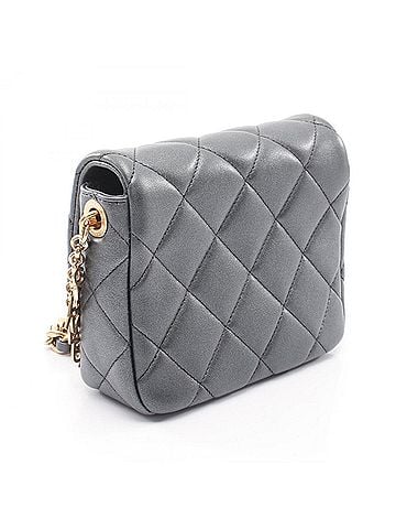 Chanel Chanel Mini Matelassé Metallic Shoulder Bag/Handbag, Lambskin Leather, Women's, Gray (view 2)