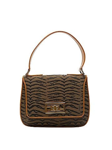 Fendi Fendi Tiger Print Handbag, Brown and Black Canvas Leather, Women's FENDI (view 1)