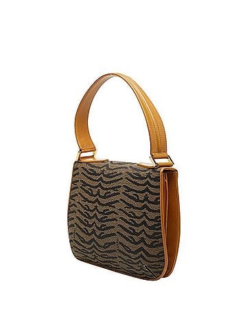 Fendi Fendi Tiger Print Handbag, Brown and Black Canvas Leather, Women's FENDI (view 2)