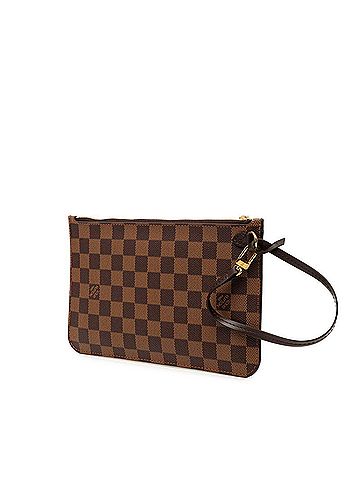 Louis Vuitton Louis Vuitton Damier Neverfull Handbag with Attached Pouch, N41358, Brown Leather, Women's LOUIS VUITTON (view 2)