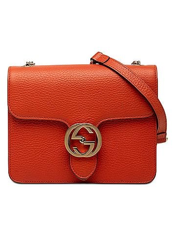 Gucci Gucci Interlocking G Crossbody Chain Shoulder Bag 510304 Orange Leather Women's GUCCI (view 1)
