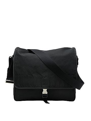 Prada Prada Triangle Logo Plate Crossbody Shoulder Bag Messenger Black Nylon Leather Women's PRADA (view 1)