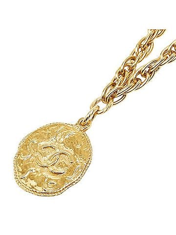 Chanel Chanel Coco Mark Chain Pendant Necklace, Gold Plated (GP), Women's. (view 1)